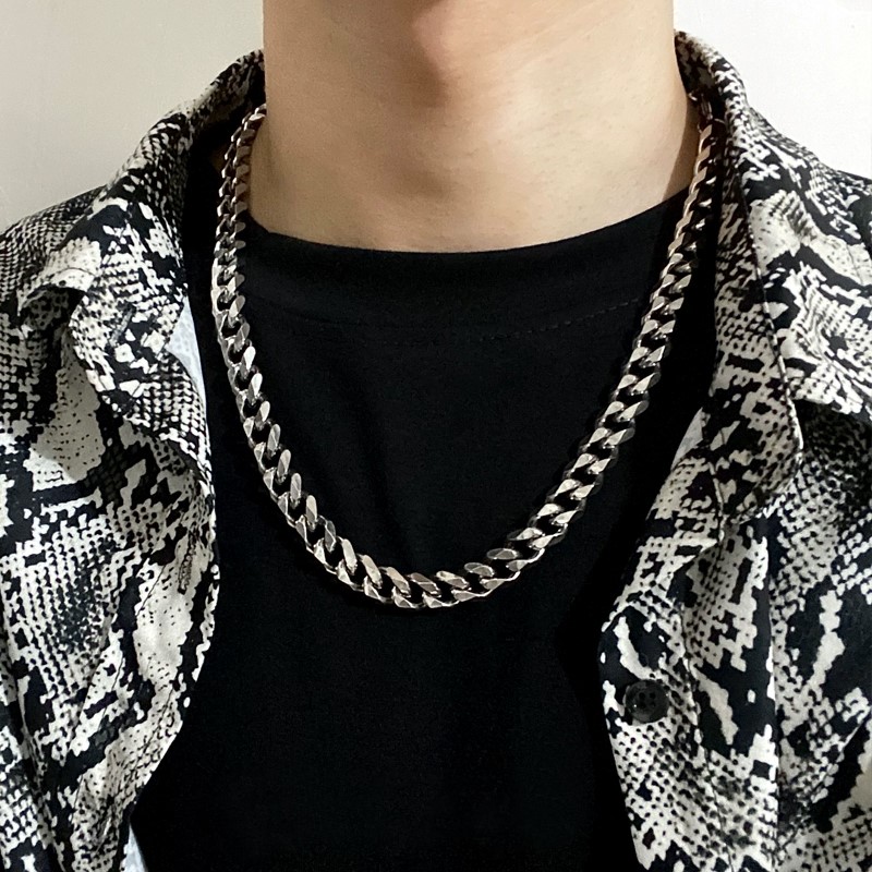 潮牌百搭钛钢古巴项链男嘻哈风链子女生款高街锁骨hiphop男士配饰