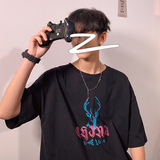 高转化！纯短袖T恤男学生印花宽松港风体恤T206P25，男装T恤，电商B220