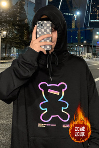 ！秋冬反光加绒加厚连帽卫衣男保暖外套WY203薄P45加绒P55图片