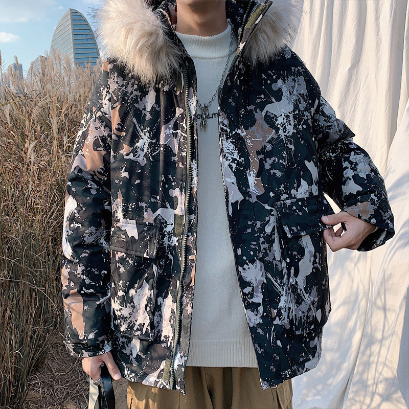 ！冬季中长款迷彩棉衣男加厚保暖棉服外套潮牌衣服Y111P138,男装棉衣,电商B220