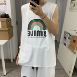 版权已注册夏季新款背心男士休闲无袖港风宽松印花T恤坎肩X07P20，男装背心/马甲，电商B220
