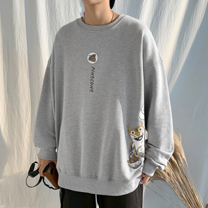 ！秋冬港风日系大码印花圆领卫衣长袖时尚学生衣服WY103P30,小学生60人合唱服装怎么搭配图片