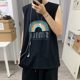 版权已注册夏季新款背心男士休闲无袖港风宽松印花T恤坎肩X07P20，男装背心/马甲，电商B220