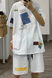 20夏套装!纯棉(T恤+短裤)男士宽松卫裤新款潮流港风T336+K13-P50，男装休闲套装，电商B220