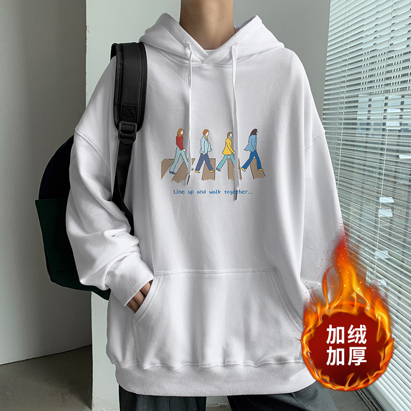 ！秋冬加绒加厚连帽卫衣男百搭保暖外套WY206薄P38加绒P48,男装卫衣,电商B220