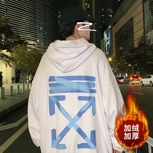 ！秋冬加绒加厚连帽卫衣男潮牌港风保暖外套WY236P45加绒P55图片
