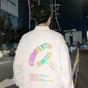 点击率6.8% ！潮牌七彩反光半高领卫衣男夜光衣服WY408P40图片