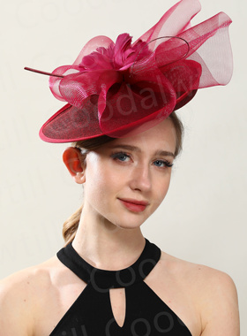 欧美复古网纱头饰新娘羽毛发饰T台走秀礼帽女士fascinator hat