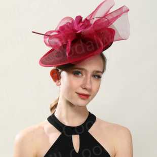欧美复古网纱头饰新娘羽毛发饰T台走秀礼帽女士fascinator hat