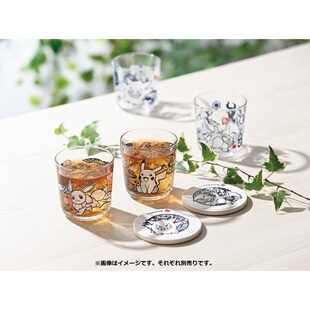 预售精灵宝可梦剪纸画系列喷火龙/耿鬼/伊布/皮卡丘玻璃水杯/杯垫