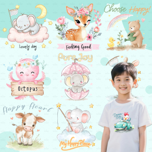 原创烫画卡通动物新款衣服装饰印花热转印耐水洗帆布包烫印装饰贴