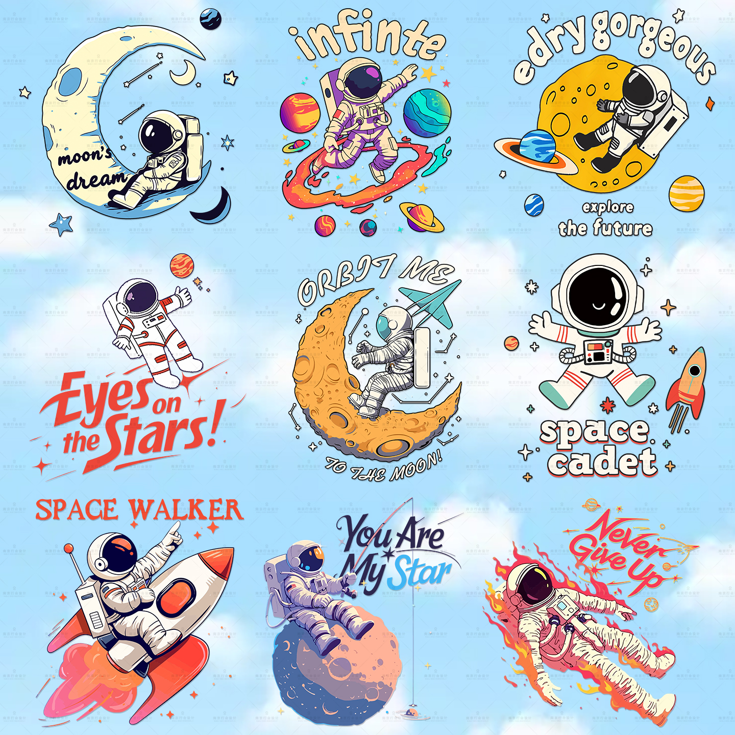 原创烫画卡通宇航员热转印