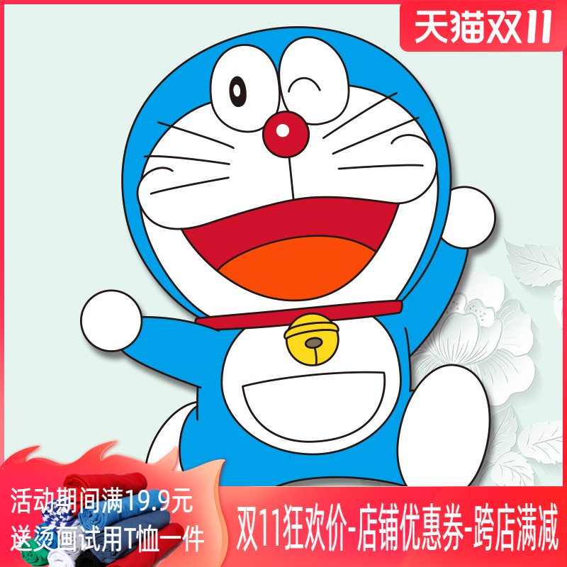 日系卡通动漫哆啦a梦大小号可爱童装热转印烫画服装