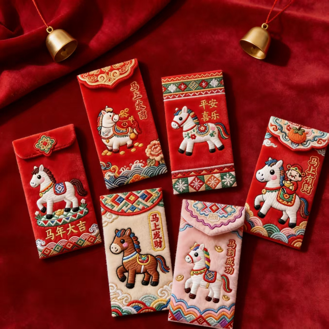 2026马年5D立体卡通利是封刺绣