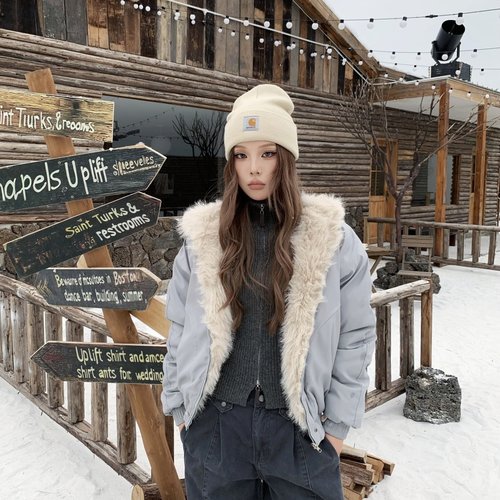 YORAINBOW座山雕毛领连帽棉服