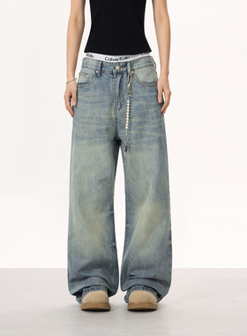 YORAINBOW 517YKK微喇版型牛仔裤嘻哈美式宽松情侣潮牌仔裤街头风