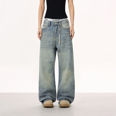 YORAINBOW 517YKK微喇版型牛仔裤嘻哈美式宽松情侣潮牌仔裤街头风