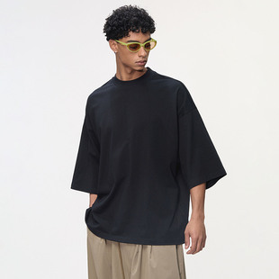 RS男装小高领250G宽大BF蝙蝠袖t恤男美式FOG复古纯棉短袖t恤情侣