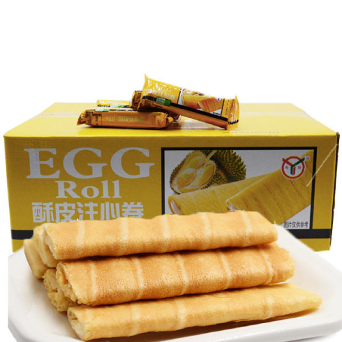 ！新疆包邮西藏广东特产粤统榴莲酥皮注心卷蛋卷500g-2500g榴莲夹
