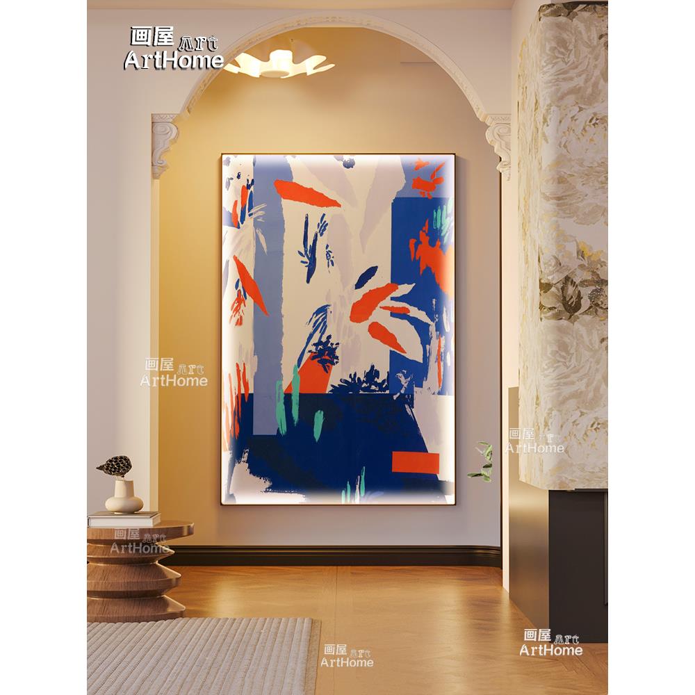 现代中古风客厅卧室蝴蝶装饰画带灯房间沙发背景墙壁画床头动物挂图片