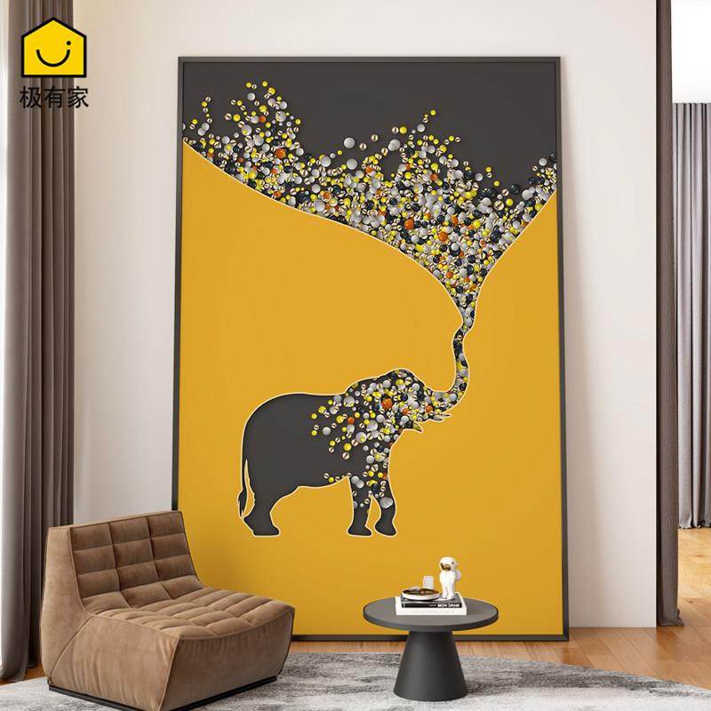 现代轻奢大象玄关装饰画抽象客厅沙发背景墙挂画进门过道走廊壁画,家居饰品,现代装饰画,淘宝优惠券,粉丝福利购,淘宝优惠卷