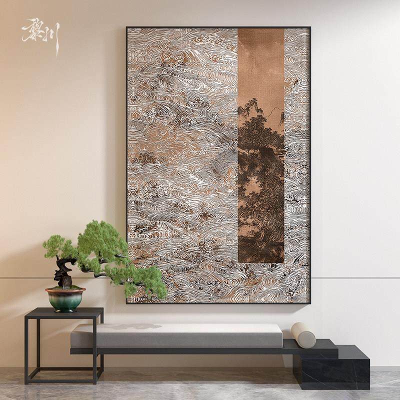 新中式抽象古典中国风山水画客厅样板间装饰画玄关壁画竖版挂画,家居饰品,现代装饰画,淘宝优惠券,粉丝福利购,淘宝优惠卷