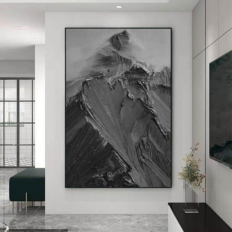 黑白雪山风景抽象客厅沙发装饰画山峰工业风玄关挂画高级感落地画,家居饰品,现代装饰画,淘宝优惠券,粉丝福利购,淘宝优惠卷