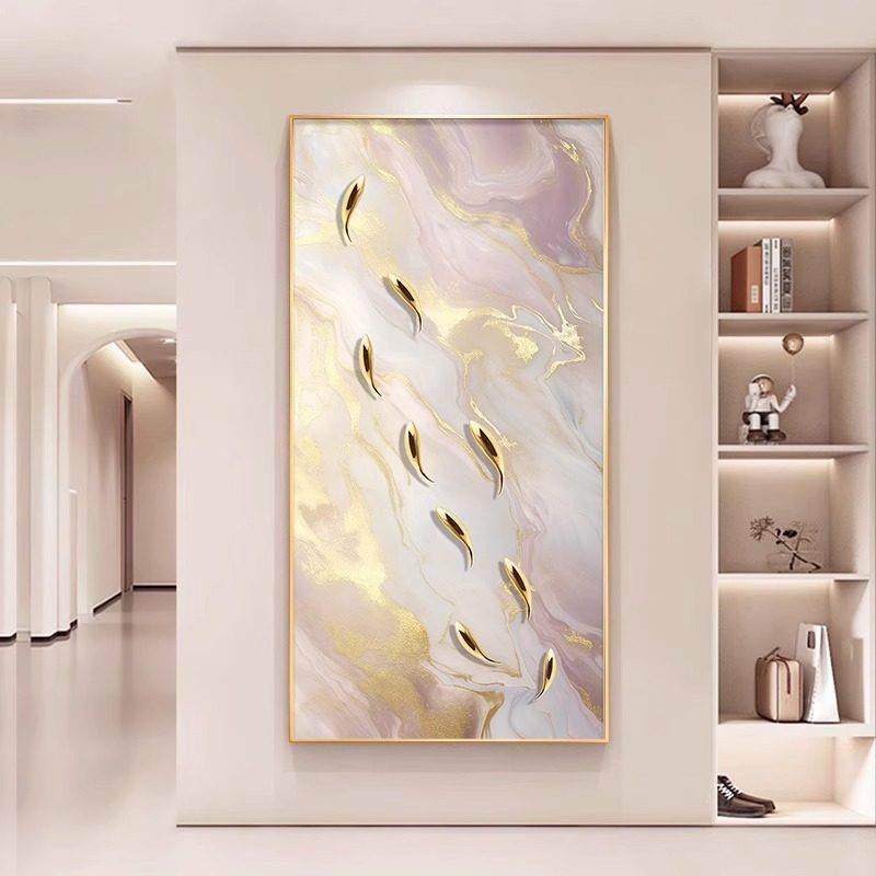 现代简约轻奢九鱼图入户进门玄关装饰画走廊过道高级感竖版壁画,家居饰品,现代装饰画,淘宝优惠券,粉丝福利购,淘宝优惠卷