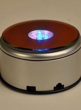 七彩旋转发光音乐灯座水晶工艺品