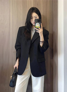 黑色宽松休闲西装外套女