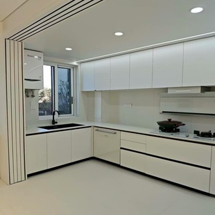 定制欧派克完美系统吊轨移门三联动阳台玻璃推拉门无地轨厨房隔断