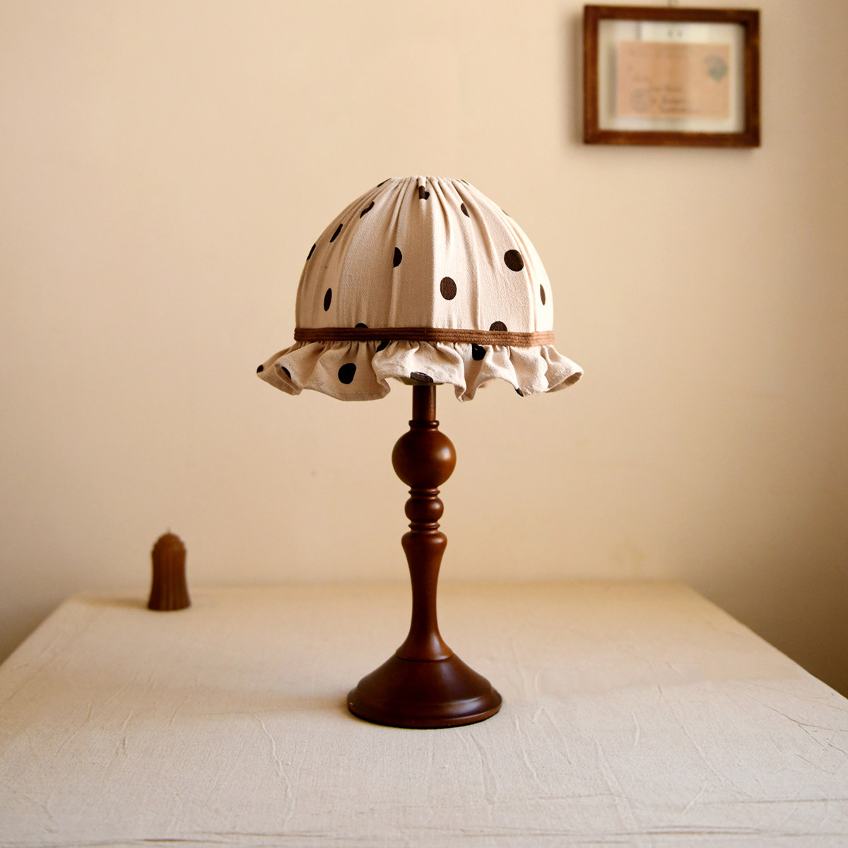 法式复古奶油风南瓜台灯亚麻手工