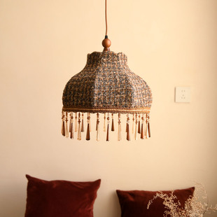 轻奢美拉德卧室床头个性 门店原创 复古格纹意式 中古风餐厅吊灯法式