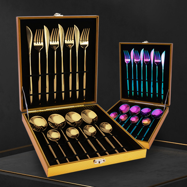亚马逊爆款产品不锈钢餐具16件套葡萄牙四主件刀叉勺跨境礼盒套装