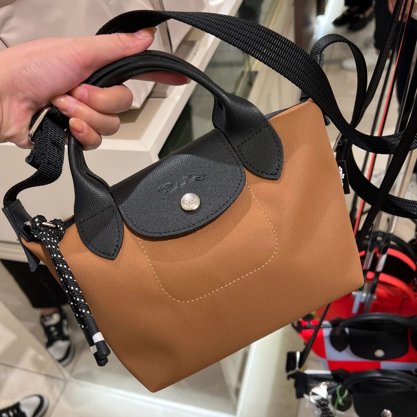 2023秋冬新款迷你尼龙饺子包休闲大容量通勤手提包拼皮单肩斜挎包