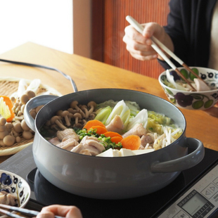 秋冬打边炉｜日本制野田珐琅LUKE双耳火锅25cm浅型圆肚搪瓷炖锅