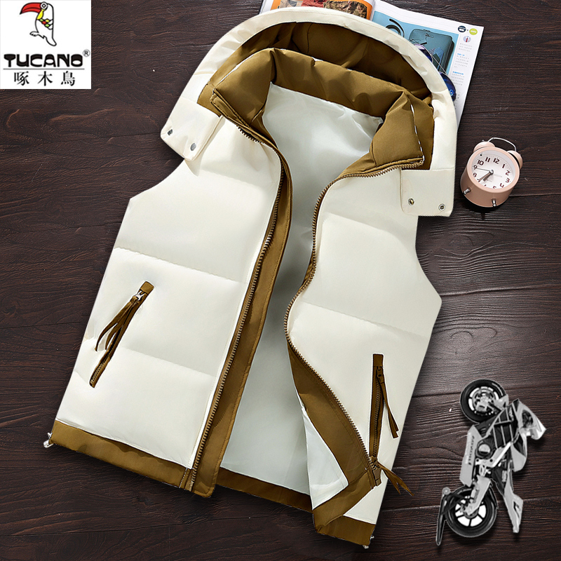 可拆帽秋冬季保暖男士马甲