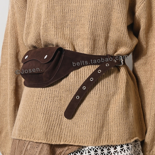 时髦运动风男女复古腰包配裤子裙子外套麂皮绒面时尚仿皮腰带皮带