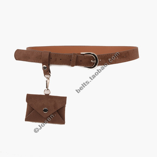 时髦复古麂皮绒迷你小腰包女配饰搭裤子毛衣裙子时尚腰带皮带腰封