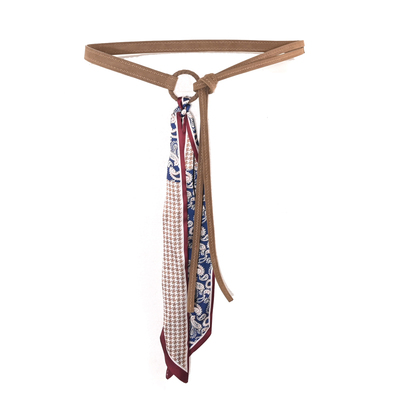 秋冬美拉德女麂皮时尚丝巾腰带黑