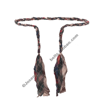 藏式复古格子布腰绳腰带男女百搭