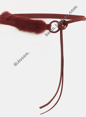 秋冬毛毛辣妹时尚腰带女配饰搭裙子裤子外套系带式绒面细皮带红色