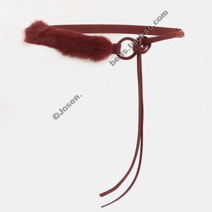 绒面细皮带红色 子外套系带式 秋冬毛毛辣妹时尚 腰带女配饰搭裙子裤