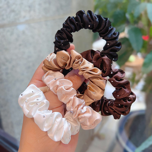 美拉德秋冬季 发圈缎面烫钻小肠圈头绳轻奢气质发饰不伤发皮筋发绳