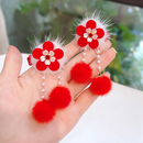 中国风儿童新年发夹宝宝花朵对夹小女孩汉服流苏头饰可爱古风发卡