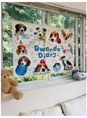 Dada's diary 比格犬卢旺达原创可爱狗狗挂布背景布装饰布野餐布