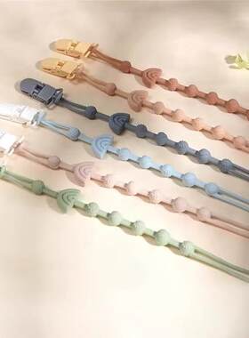 婴儿安抚奶嘴防掉炼宝宝咬胶玩具防丢挂绳夹子食品矽胶固齿器固定
