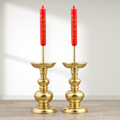 纯铜供佛插蜡烛 酥油灯座一对竹签蜡烛 香烛台架家用供奉复古老式