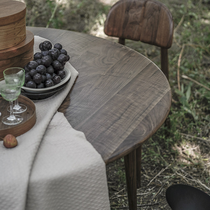 山隐造物圆形餐桌椅子侘寂风全实木樱桃黑胡桃家用小户型圆桌北欧,住宅家具,实木餐桌,淘宝优惠券,粉丝福利购,淘宝优惠卷