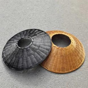 复古斗笠大侠帽空顶道士帽竹笠做旧 黑色竹编帽古风影楼武侠道具